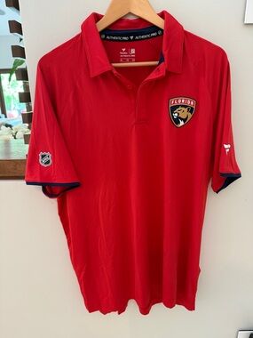 NEW Fanatics Florida Panthers NHL XL Red Raglan Polo Golf Shirt Authentic  Pro